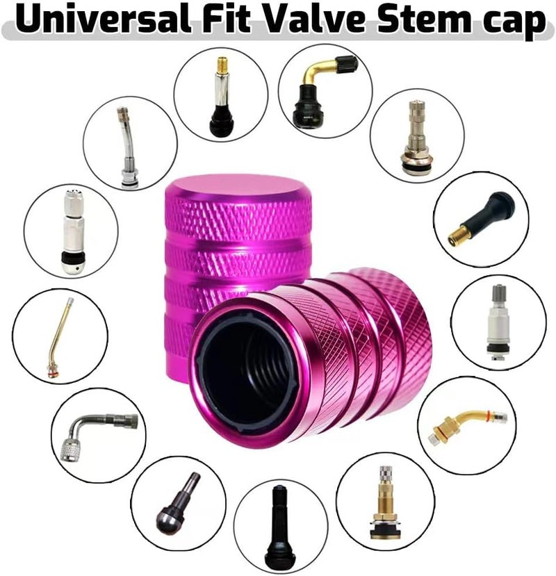 SYSDTTD 4-Piece Anodized Aluminum-Plastic Composite Tire Valve Stem Caps with Integrated Plastic Sleeve,Corrosion-Resistant and Universal Fit,Suitable for Cars, Trucks, and Motorcycles (Pink) - Image 2